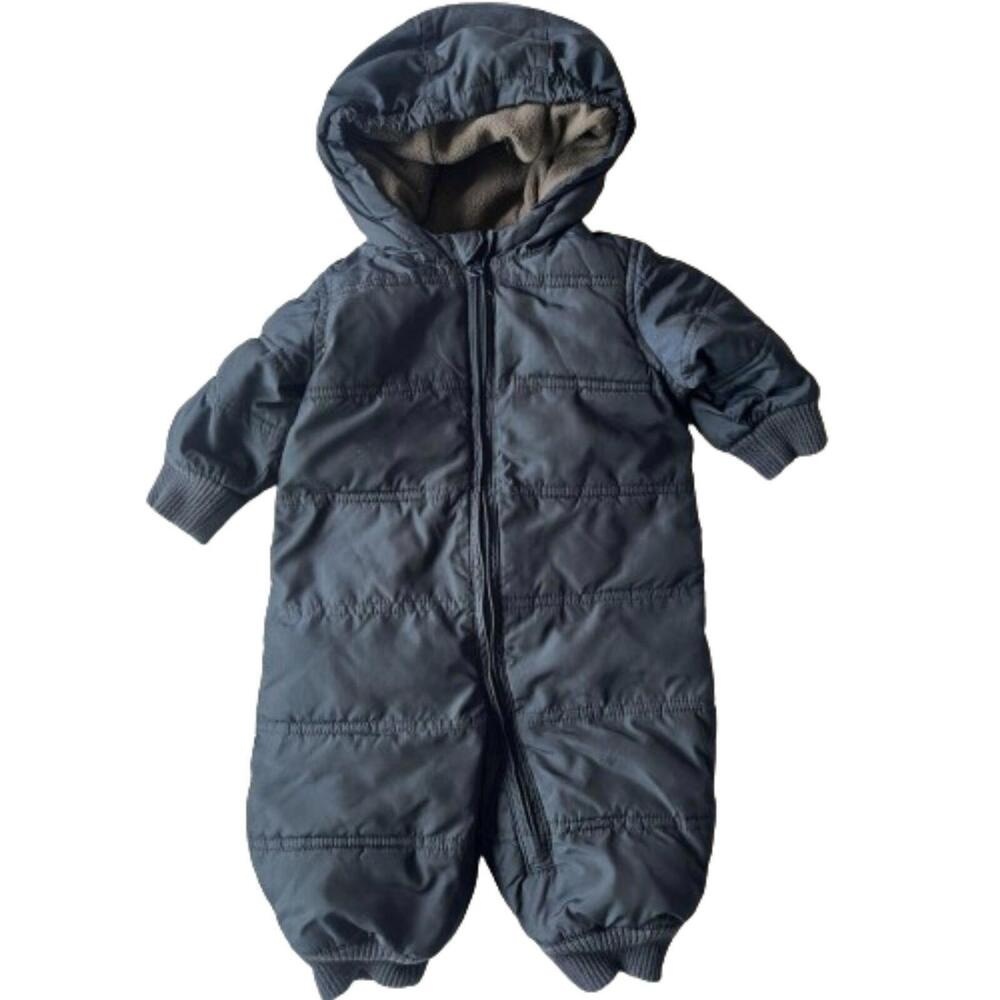 babyGap Snowsuit Kids 0-6 Months Dark Gray Hooded Puffer Warm Cozy
